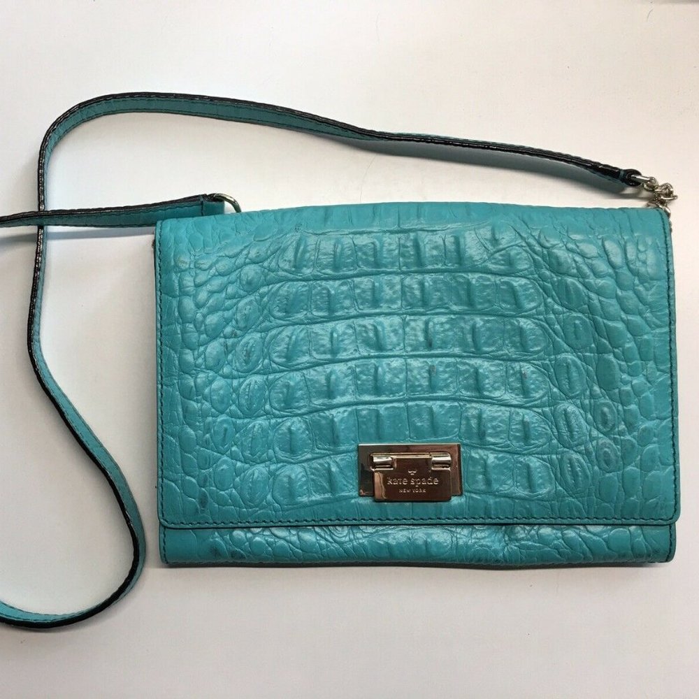 Kate Spade Crossbody Turquoise Crocodile - Picture 1 of 5